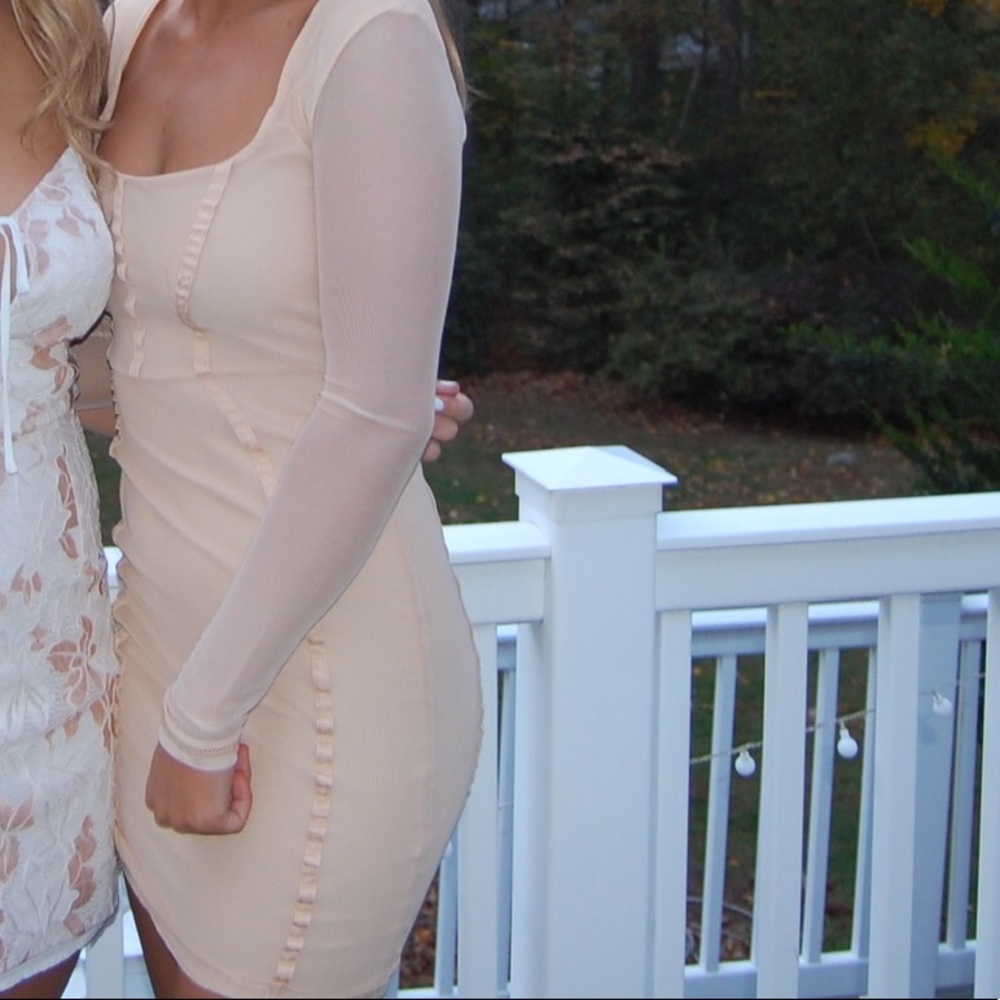 Pretty Little Thing Nude Bodycon Mini Dress
